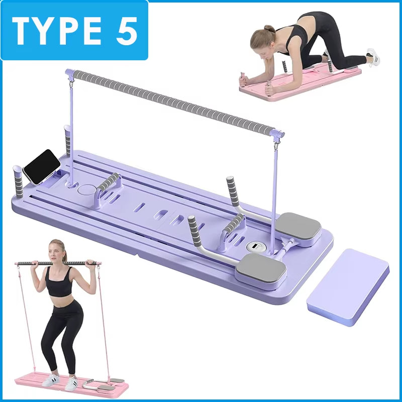 Multifunctional Pilates Board Abs Abdominal Exercise Board Fitness Resistance Bands Rebound Leg Arm Back Train for Home Office