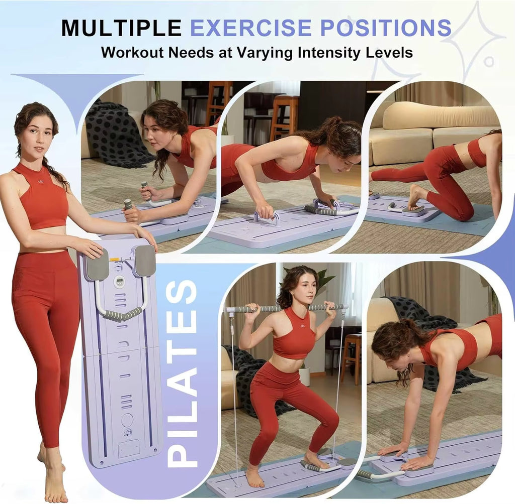 Multifunctional Pilates Board Abs Abdominal Exercise Board Fitness Resistance Bands Rebound Leg Arm Back Train for Home Office