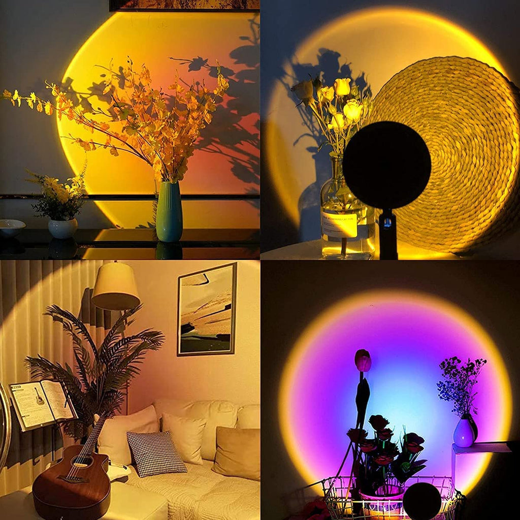 Sunset Lamp Projector, Sunset Projection Lamp Romantic Visual Led Light Sun Sunset Light Projector 180 Degree Rotation USB Charging Night Light Projector for Bedroom/Photography/Selfie