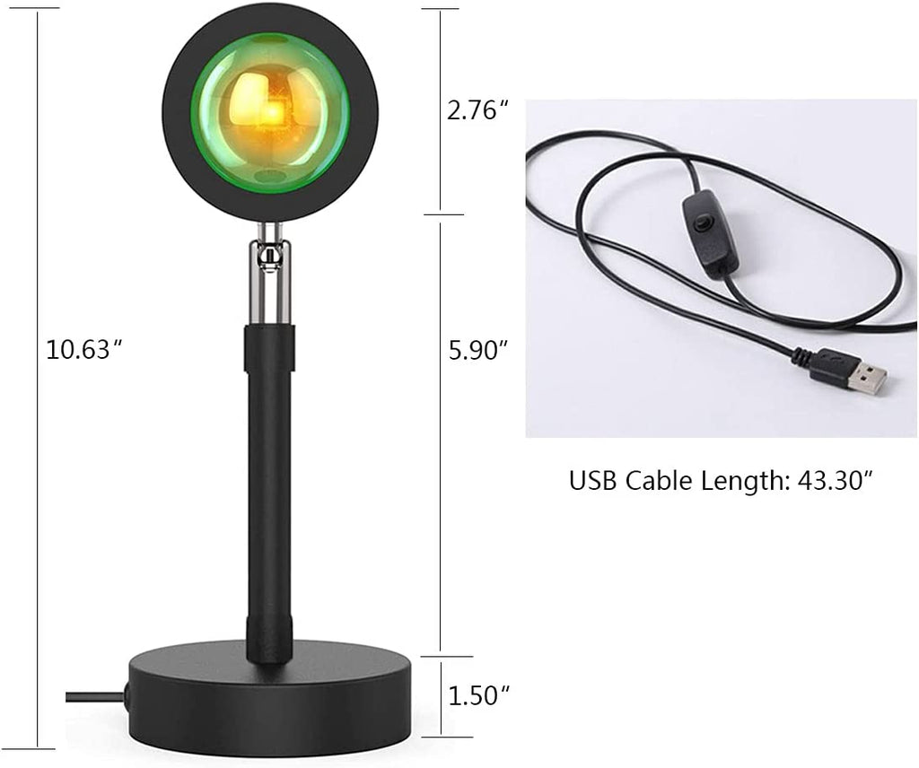 Sunset Lamp Projector, Sunset Projection Lamp Romantic Visual Led Light Sun Sunset Light Projector 180 Degree Rotation USB Charging Night Light Projector for Bedroom/Photography/Selfie